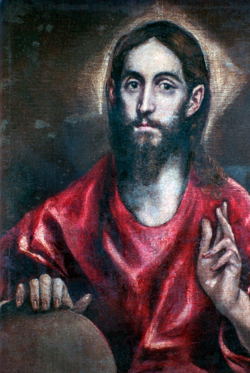 Kristus Siunaa Maailman Vapahtaja, 1600-luku tekijältä El Greco