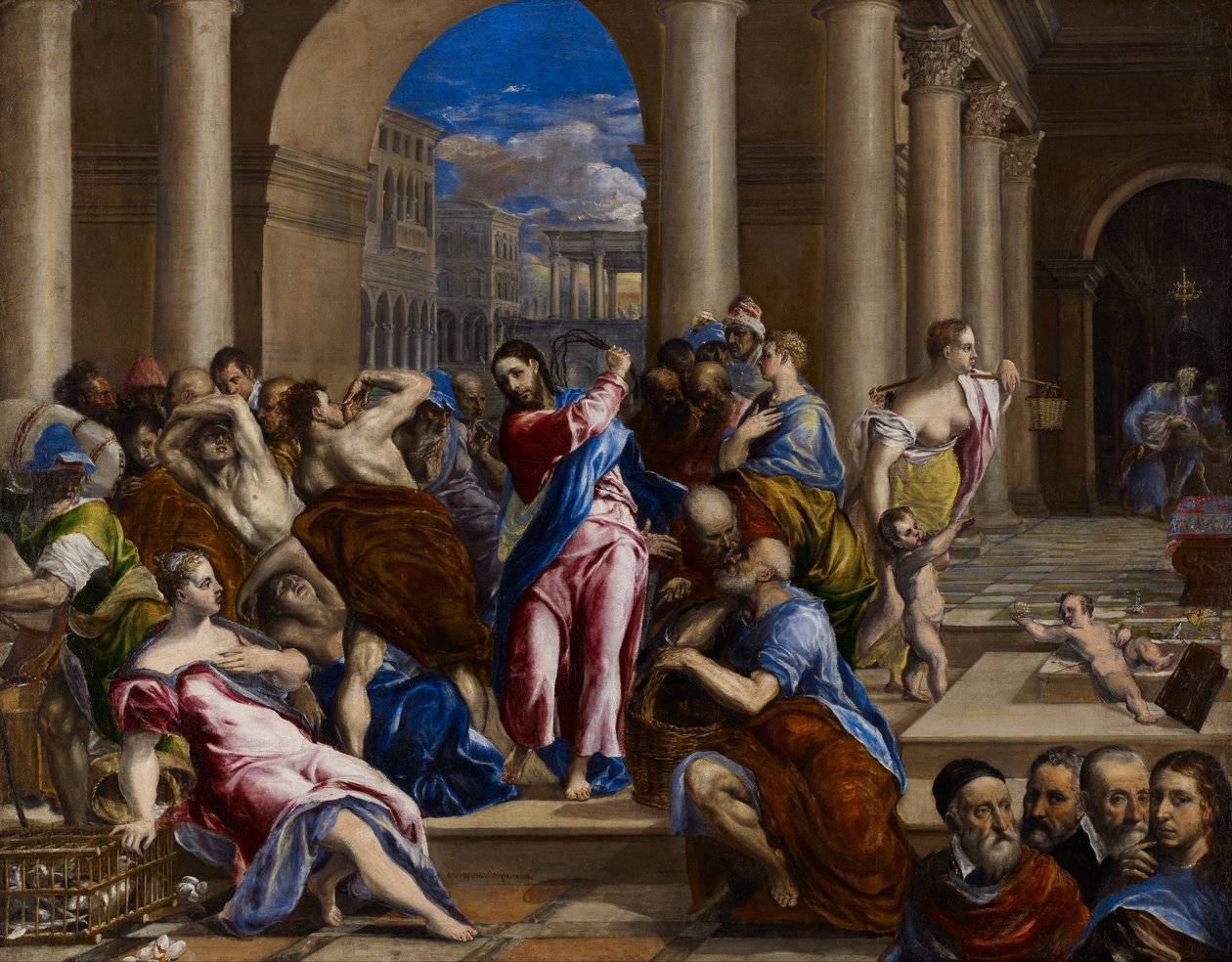 Kristus ajaa rahanvaihtajat ulos temppelistä. tekijältä El Greco
