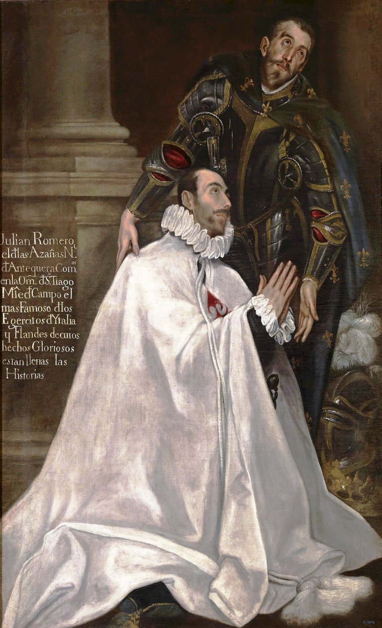 Julián Romero de las Azanas ja hänen suojelijansa Pyhä Julianus tekijältä El Greco