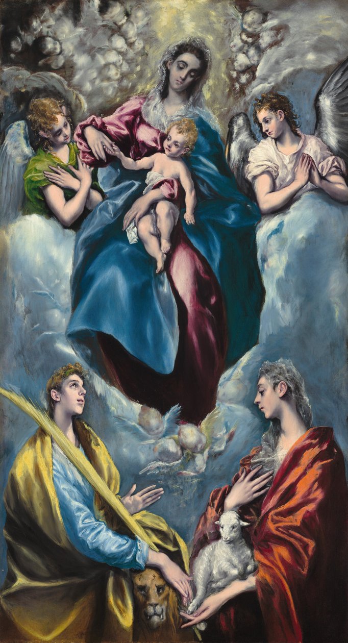 Madonna ja lapsi Saint Martinan ja Saint Agnesin kanssa, 15971599. tekijältä El Greco