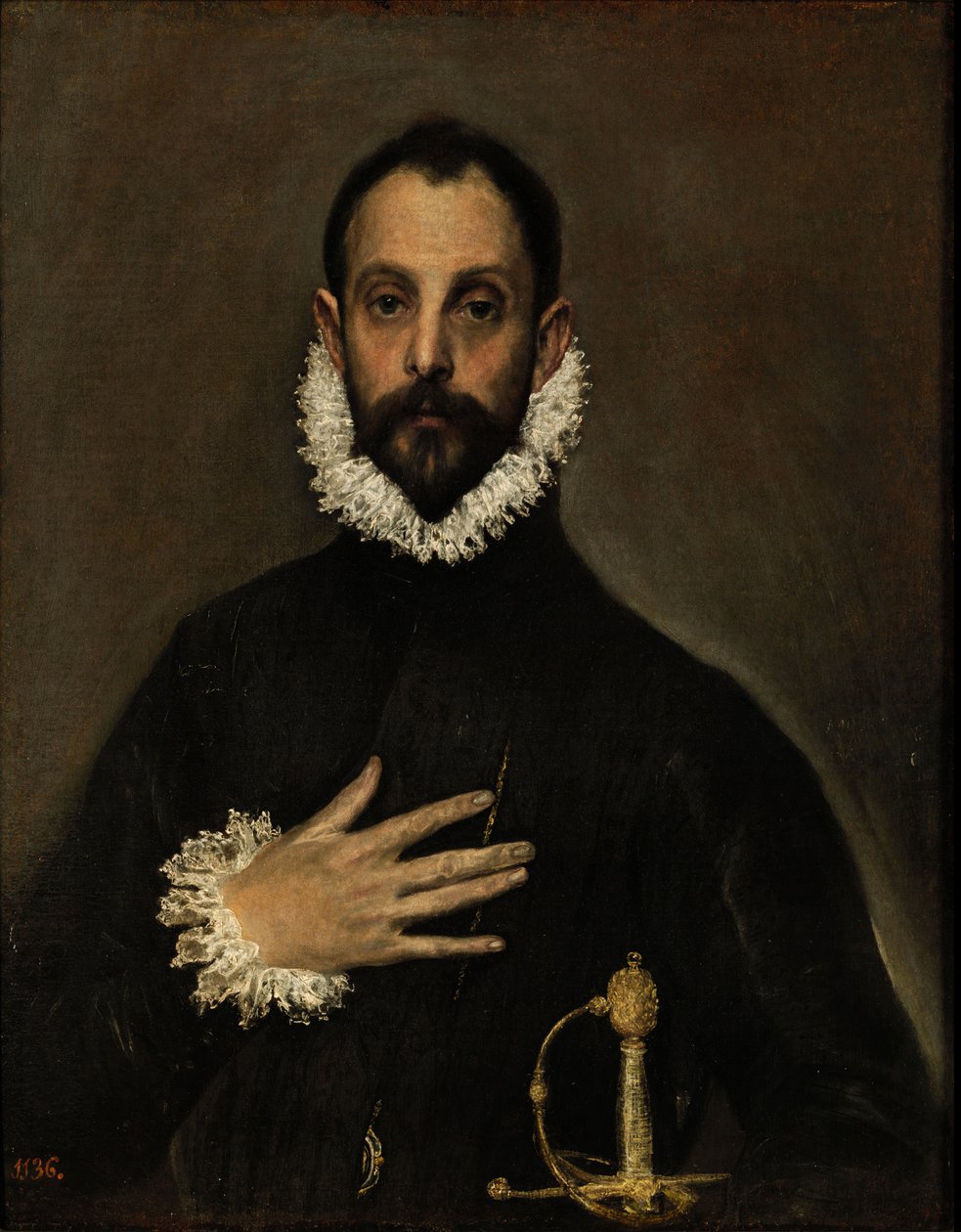 Aatelinen käsi rinnallaan, n. 1580 tekijältä El Greco