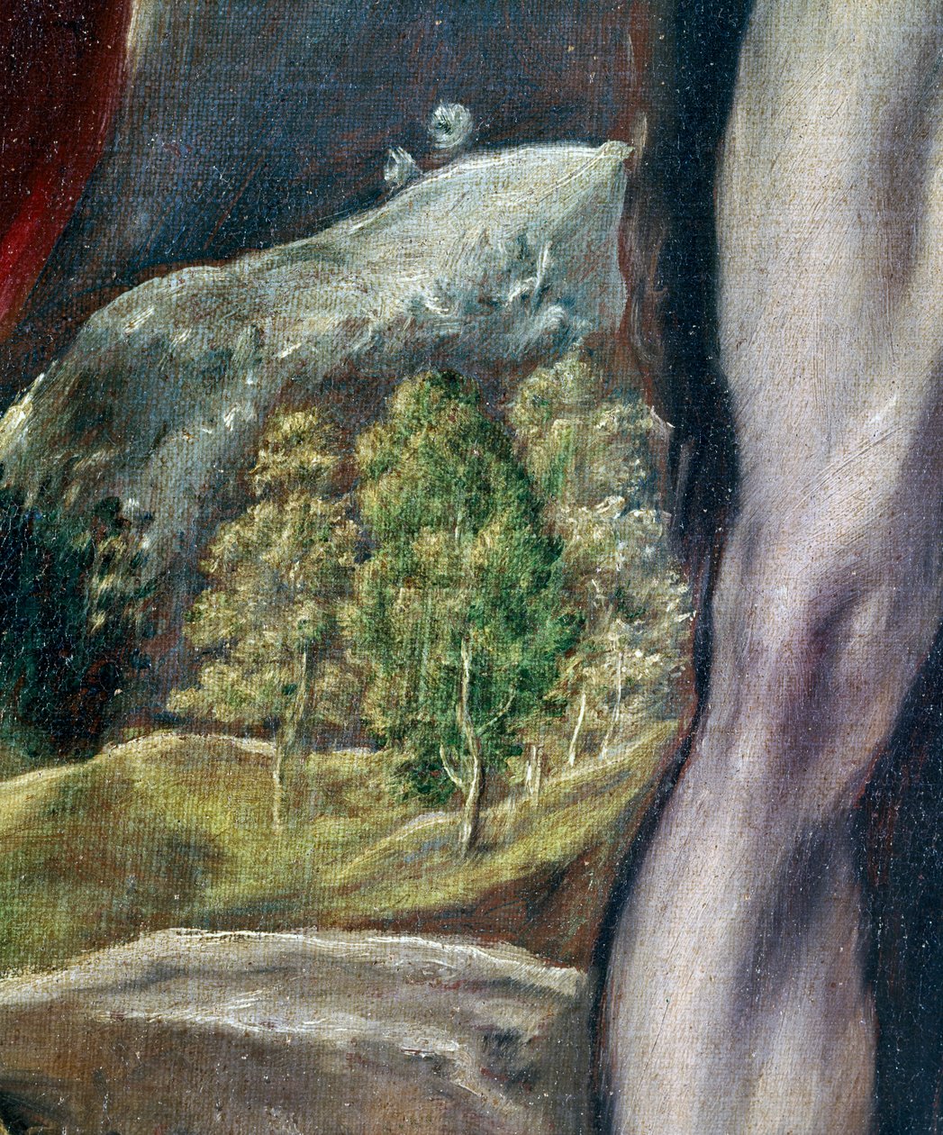 SS. Johannes evankelista ja Johannes Kastaja, yksityiskohta maisemasta, 1605-10 öljy kankaalle. tekijältä El Greco