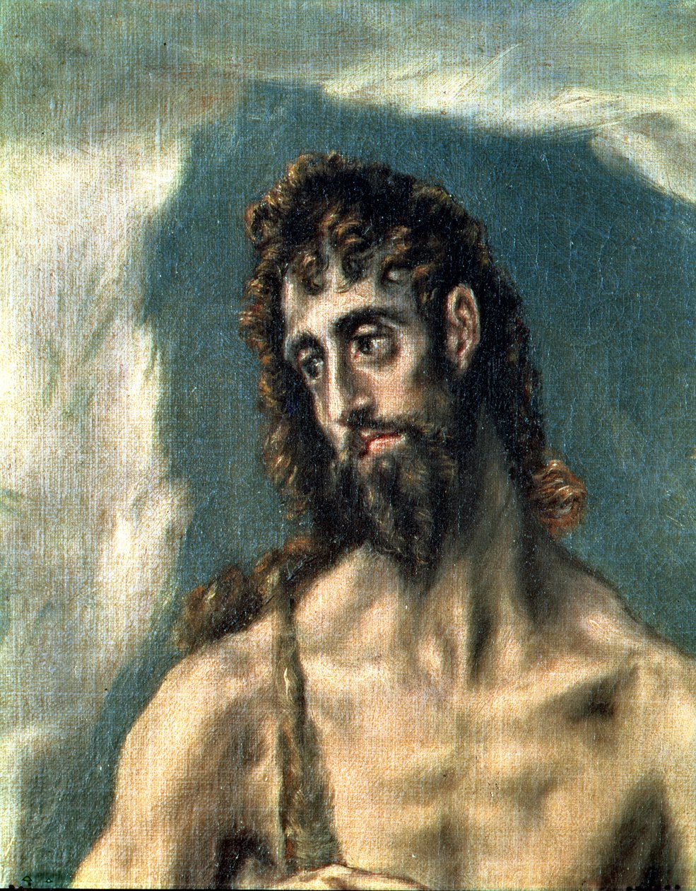 SS. Johannes evankelista ja Johannes Kastaja, yksityiskohta Kastaja, 1605-10 öljy kankaalle yksityiskohta 86552:sta tekijältä El Greco