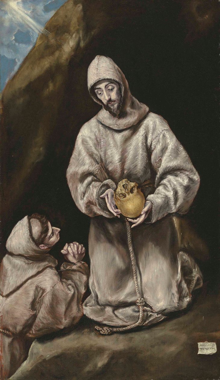 Pyhä Franciscus ja veli Leo meditaatiossa tekijältä El Greco