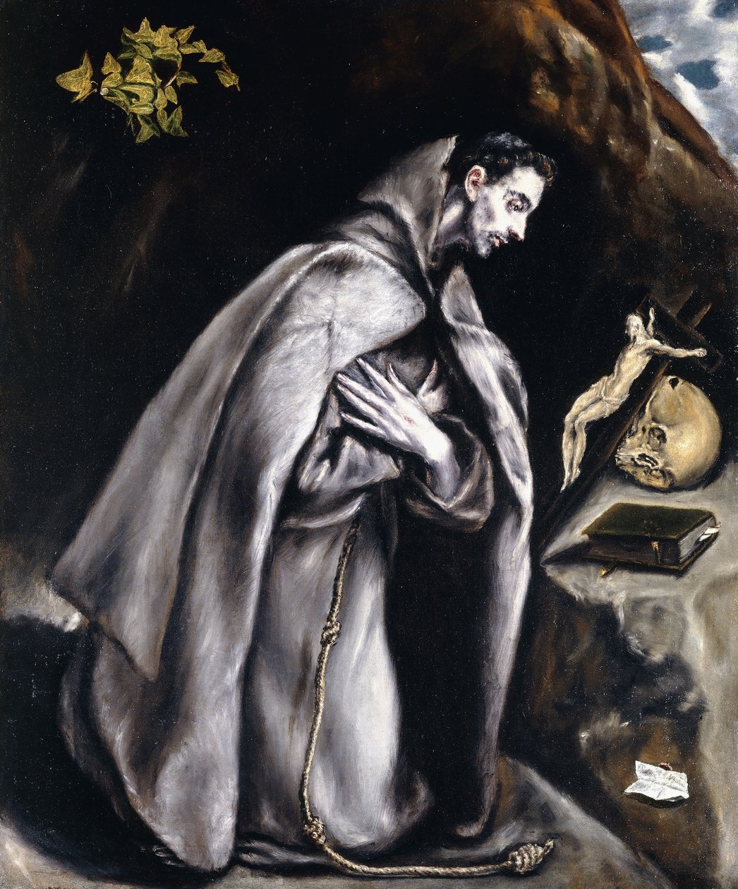 Pyhä Franciscus polvistui meditaatiossa, tekijältä El Greco