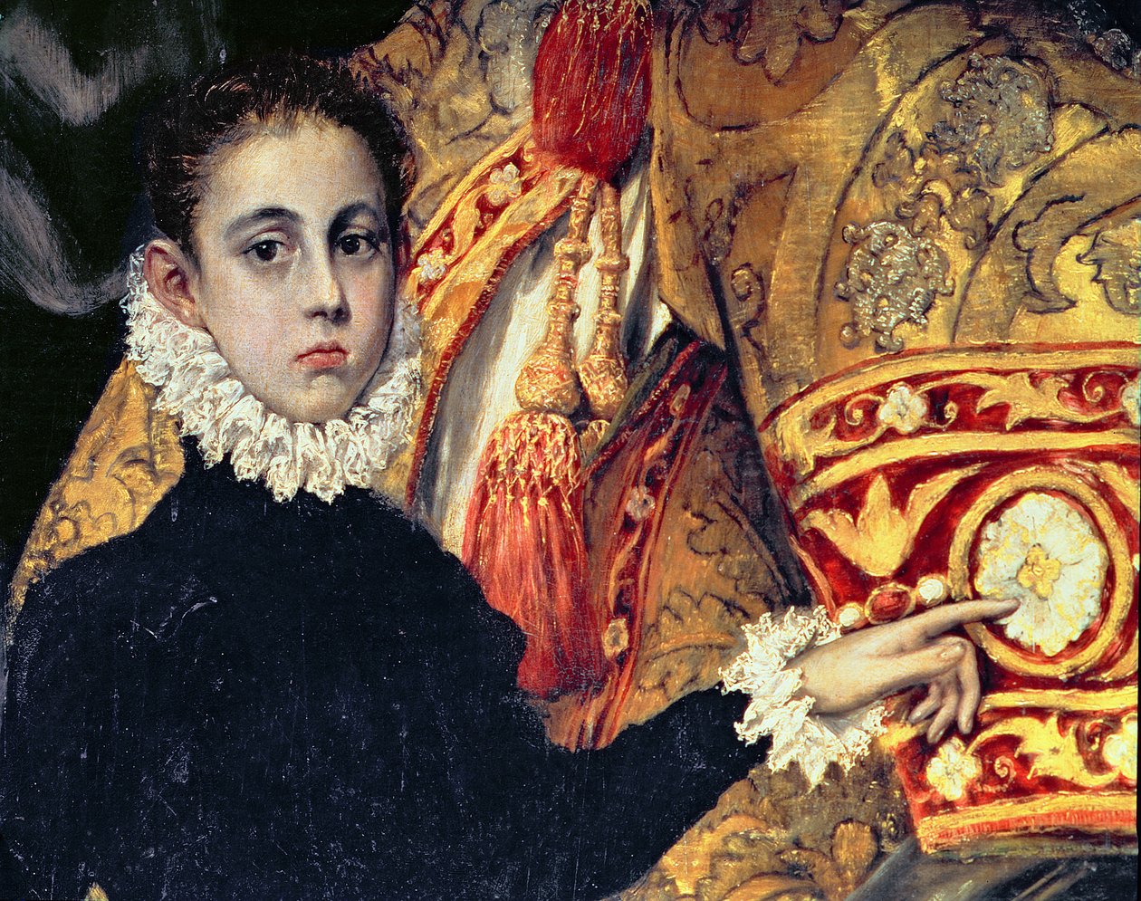 Kreivi Orgazin hautaaminen, vuodelta 1323 peräisin olevasta legendasta, yksityiskohta pojasta, jonka uskotaan olevan taidemaalari Jorge Manuelin poika, 1586-88 öljy kankaalle yksityiskohta 44240:stä tekijältä El Greco