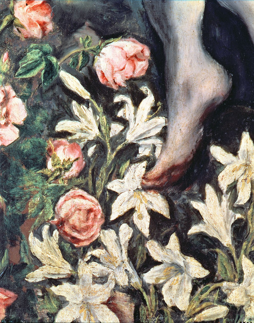 Tahraton sikiäminen yksityiskohta kukkia 1607-13 öljy kankaalle katso 90015 tekijältä El Greco