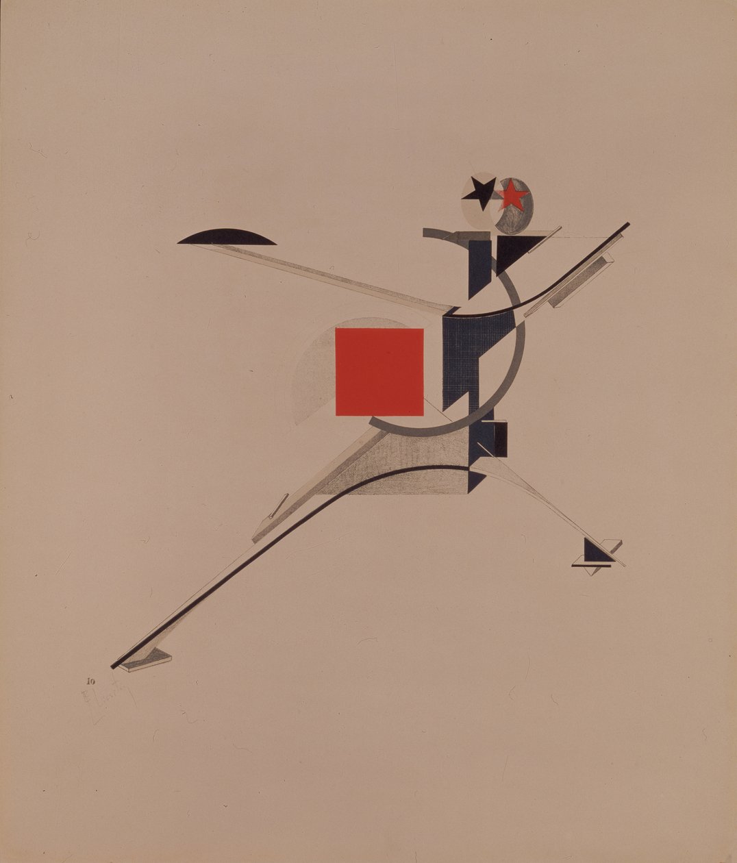 Uusi. Figuuri A. Kruchenykhin oopperaan Voitto auringon yli, 1920-1921 tekijältä Eliezer Markowich Lissitzky