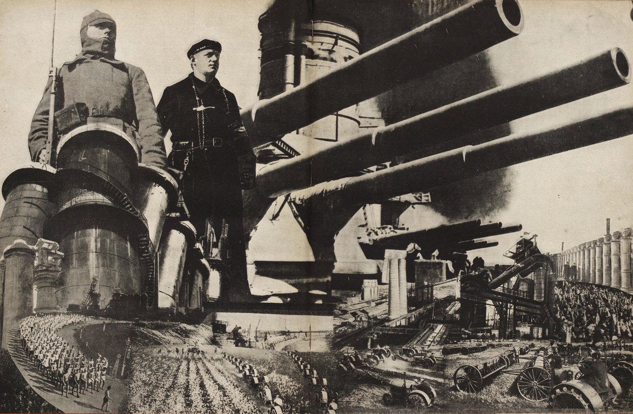 Puna-armeija. Kuvitus julkaisusta Neuvostoliitto rakentaa sosialismia, 1933. tekijältä Eliezer Markowich Lissitzky