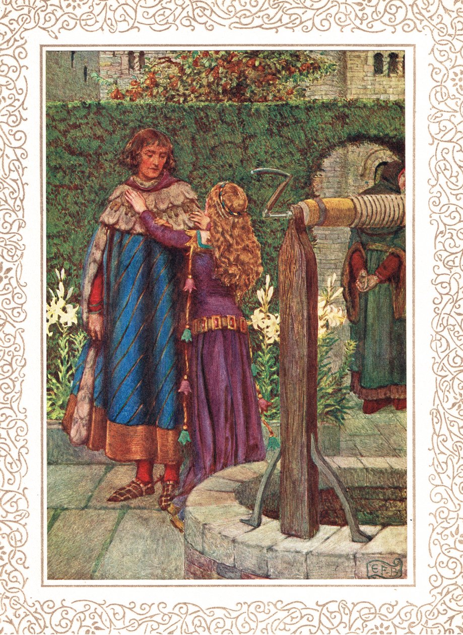 Mutta olla edelleen kanssasi, nähdä kasvosi..., kuvitus Alfred Tennysonin (1809-92) teoksesta "Idylls of the King", julkaisija Hodder & Stoughton tekijältä Eleanor Fortescue Brickdale