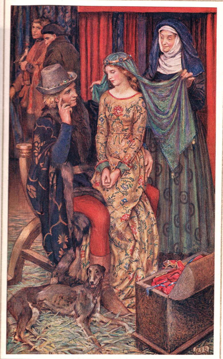 Enid, kuvitus Alfred Tennysonin (1809-92) teoksesta "Idylls of the King", julkaisija Hodder & Stoughton tekijältä Eleanor Fortescue Brickdale