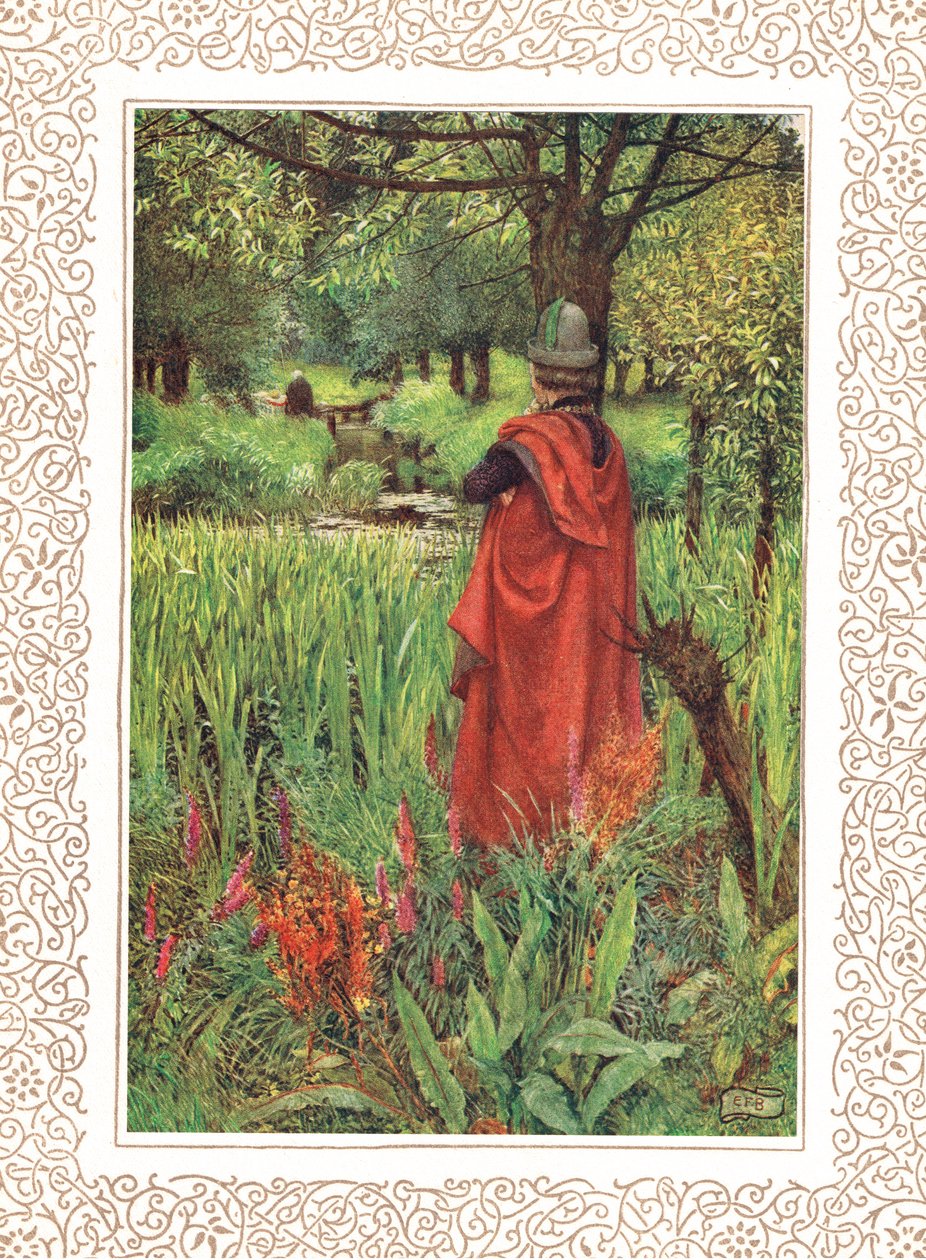 Farewell Fair Lily, kuvitus Alfred Tennysonin (1809-92) "Idylls of the King" -julkaisusta, julkaisija Hodder & Stoughton tekijältä Eleanor Fortescue Brickdale