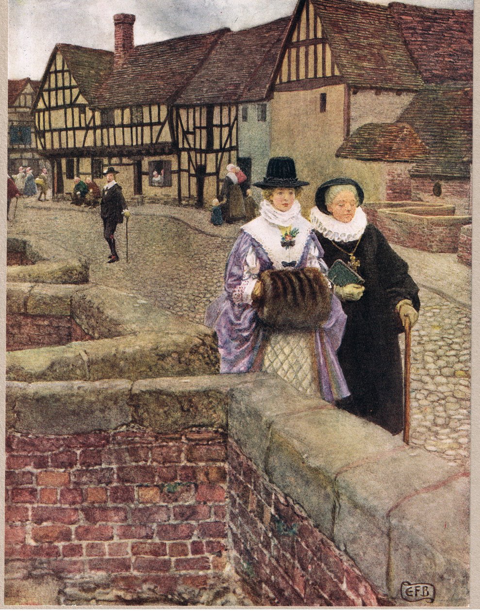 Näin vain hänen kulkevan ohi ja kyllä, rakastan häntä kuolemaan asti, kuvitus Hodderin ja Stoughtonin julkaisemasta teoksesta "The Book of Old English Songs and Ballads", n. 1910 (värilitho) tekijältä Eleanor Fortescue Brickdale