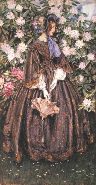 Nainen päivänvarjolla (akvarelli paperille) tekijältä Eleanor Fortescue Brickdale