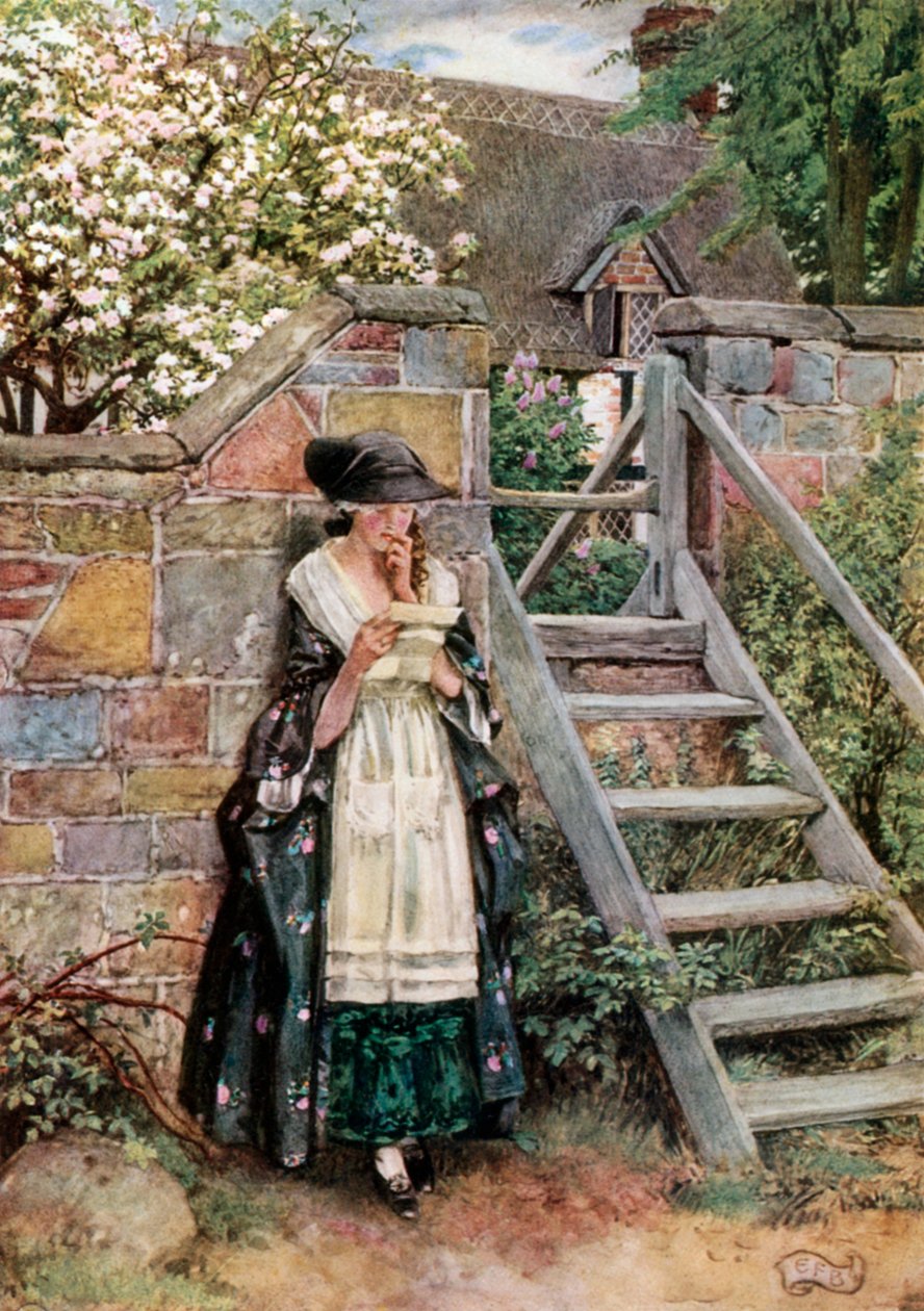 Olivia. Goldsmith. Wakefieldin kirkkoherra (värilitografia). tekijältä Eleanor Fortescue-Brickdale