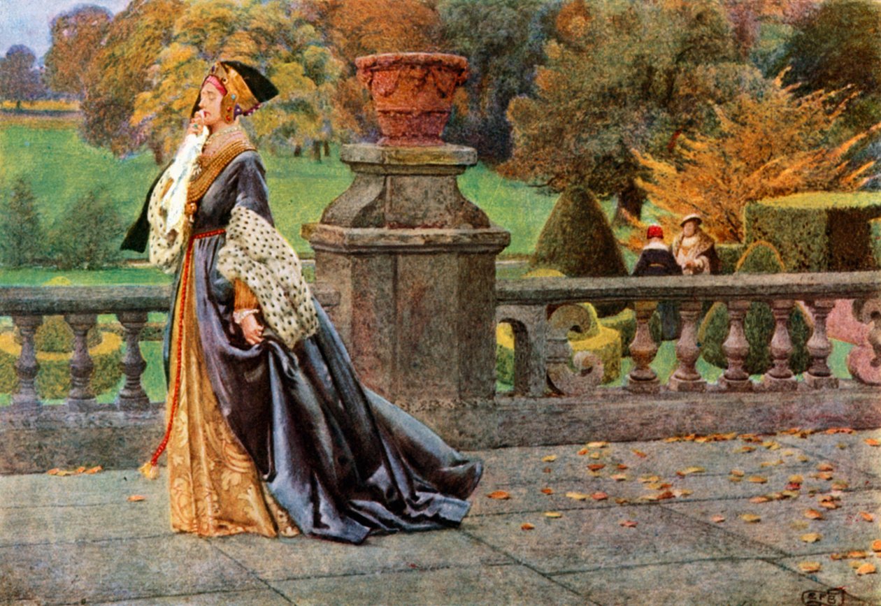 Kuningatar Katharine. Shakespeare. Kuningas Henrik VIII (värilitro) tekijältä Eleanor Fortescue-Brickdale