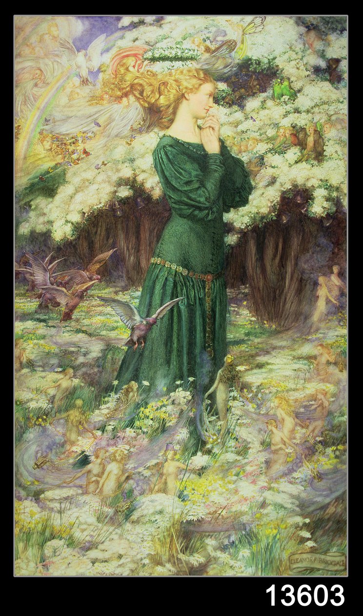 Rakastajan maailma (akvarelli paperille) tekijältä Eleanor Fortescue Brickdale