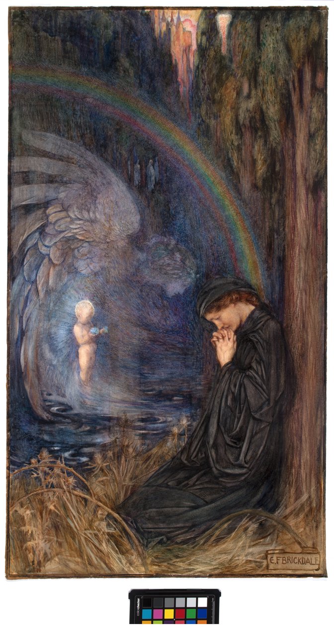 Postuumisti syntynyt lapsi, noin 1904 (vesiväri ja guassi paperille). tekijältä Eleanor Fortescue Brickdale