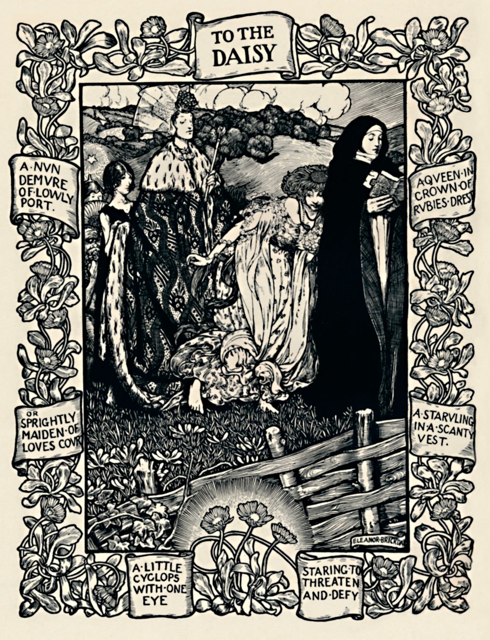 Kuvitus Wordsworthsin runoon Daisylle, nro 2, 1923 tekijältä Eleanor Fortescue Brickdale