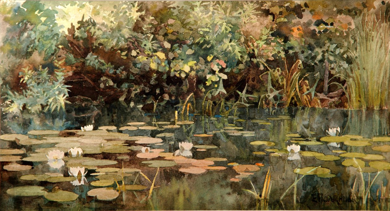 Vesililjoja sisältävä lampi, 1890-luvun alku tekijältä Elena Dmitryevna Polenova