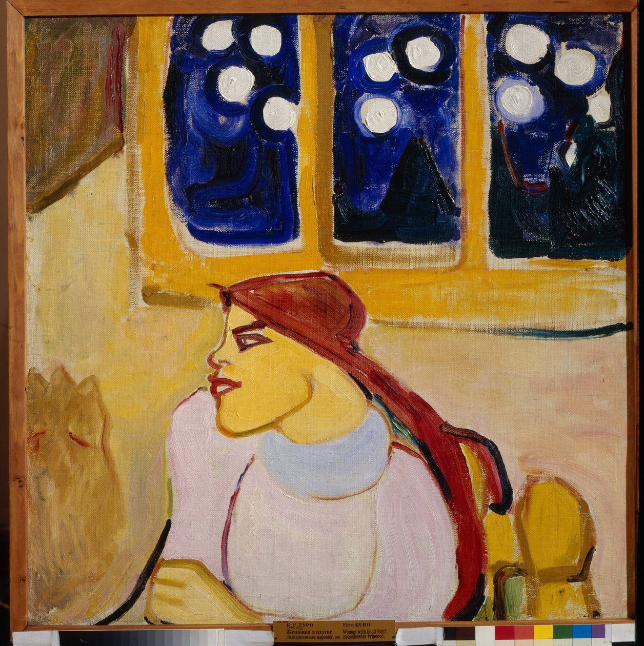 Nainen huivilla - Skandinaavinen prinsessa (Nainen huivissa (A Scandinavian Princess) - Elena (Yelena) Guron (1877-1913) maalaus, öljy kankaalle, 70x70 cm tekijältä Elena Guro