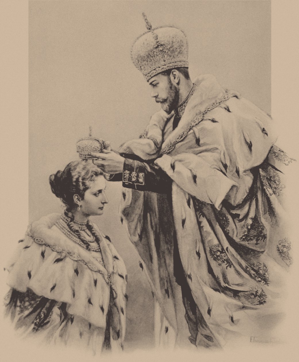Keisarinna Aleksandra Fjorodovnan kruunaus, 1899 tekijältä Elena Petrovna Samokish Sudkovskaya