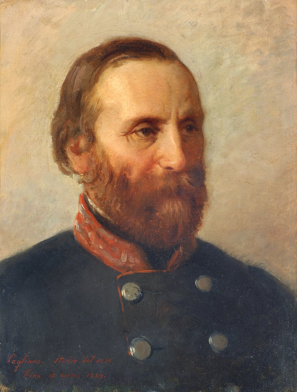 Muotokuva todellisesta kenraali Giuseppe Garibaldista tekijältä Eleuterio Pagliano
