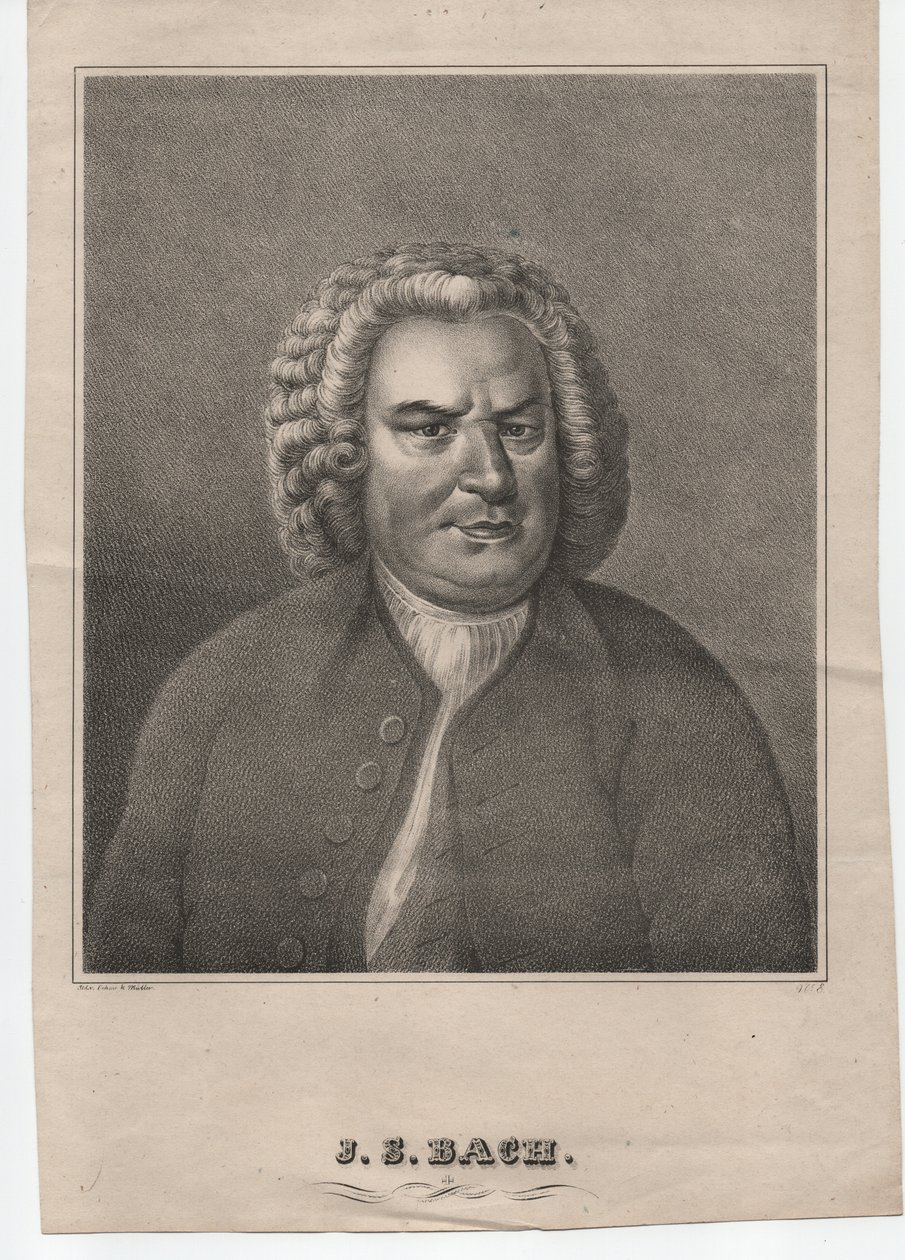 Johann Sebastian Bach (1685-1750) (n. 1850, kaiverrus). tekijältä Elias Gottleib (after) Haussmann