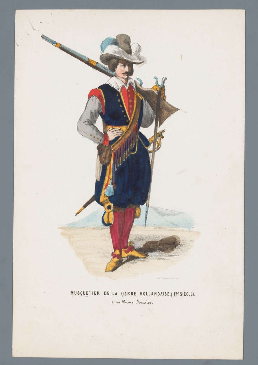 Hollantilaisen Kaartin muskettisoturi (1600-luku). prinssi Mauricen johdolla tekijältä Elias Spanier