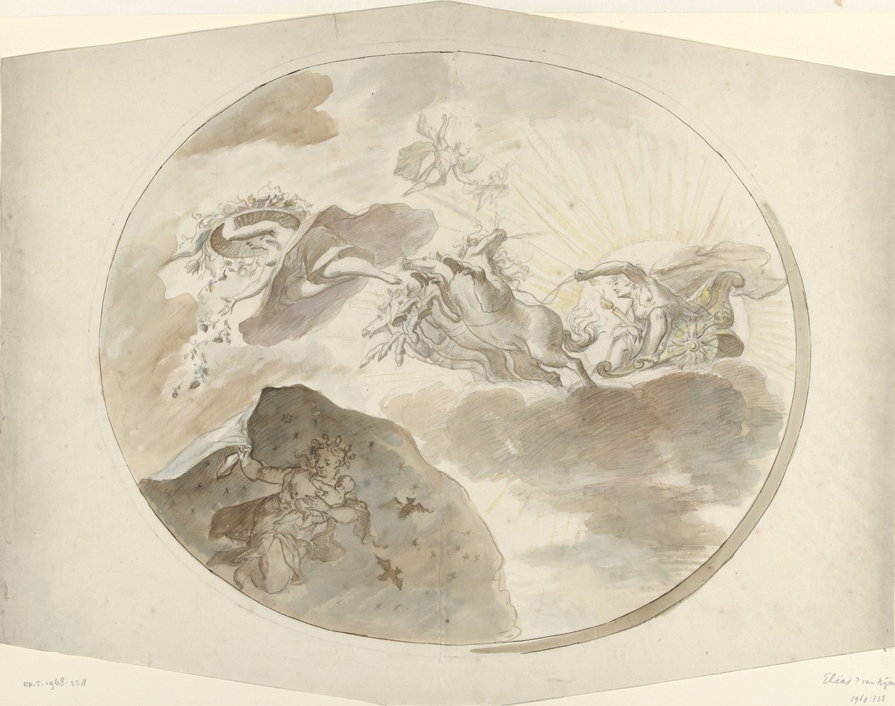 Kattomaalaussuunnittelu, jossa Aurora jahtaa yötä pois tekijältä Elias van Nijmegen (possibly)