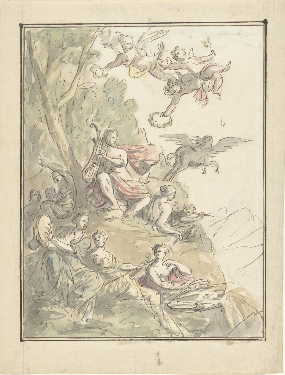 Apollo ja muusat Parnassuksella tekijältä Elias van Nijmegen