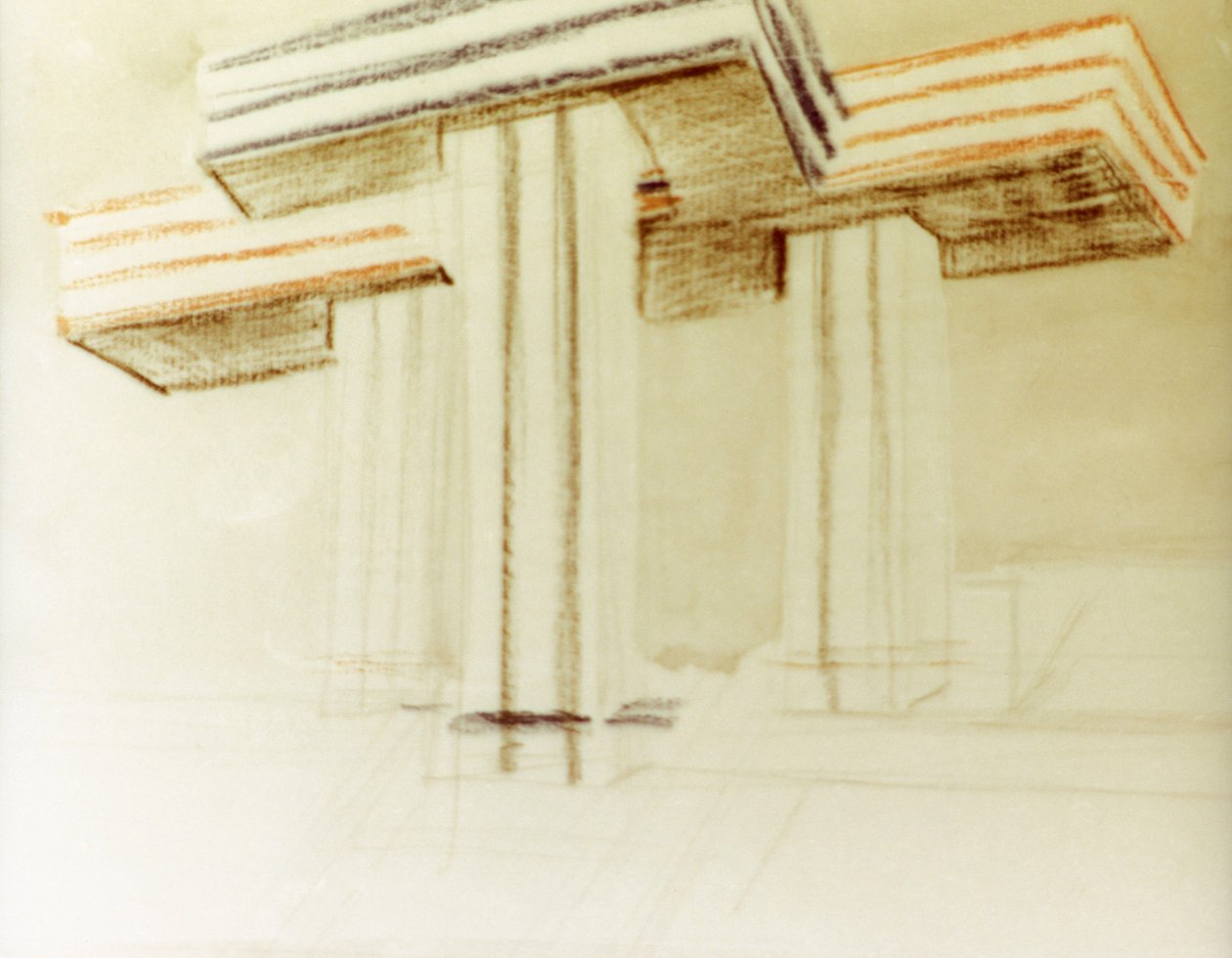 Suunnittelupiirros el lissitzkyn (lazar markovich lissitzky) ehdottamasta wolkenbugel-rakennuksesta, jota ei koskaan rakennettu tekijältä Eliezer Markowich Lissitzky