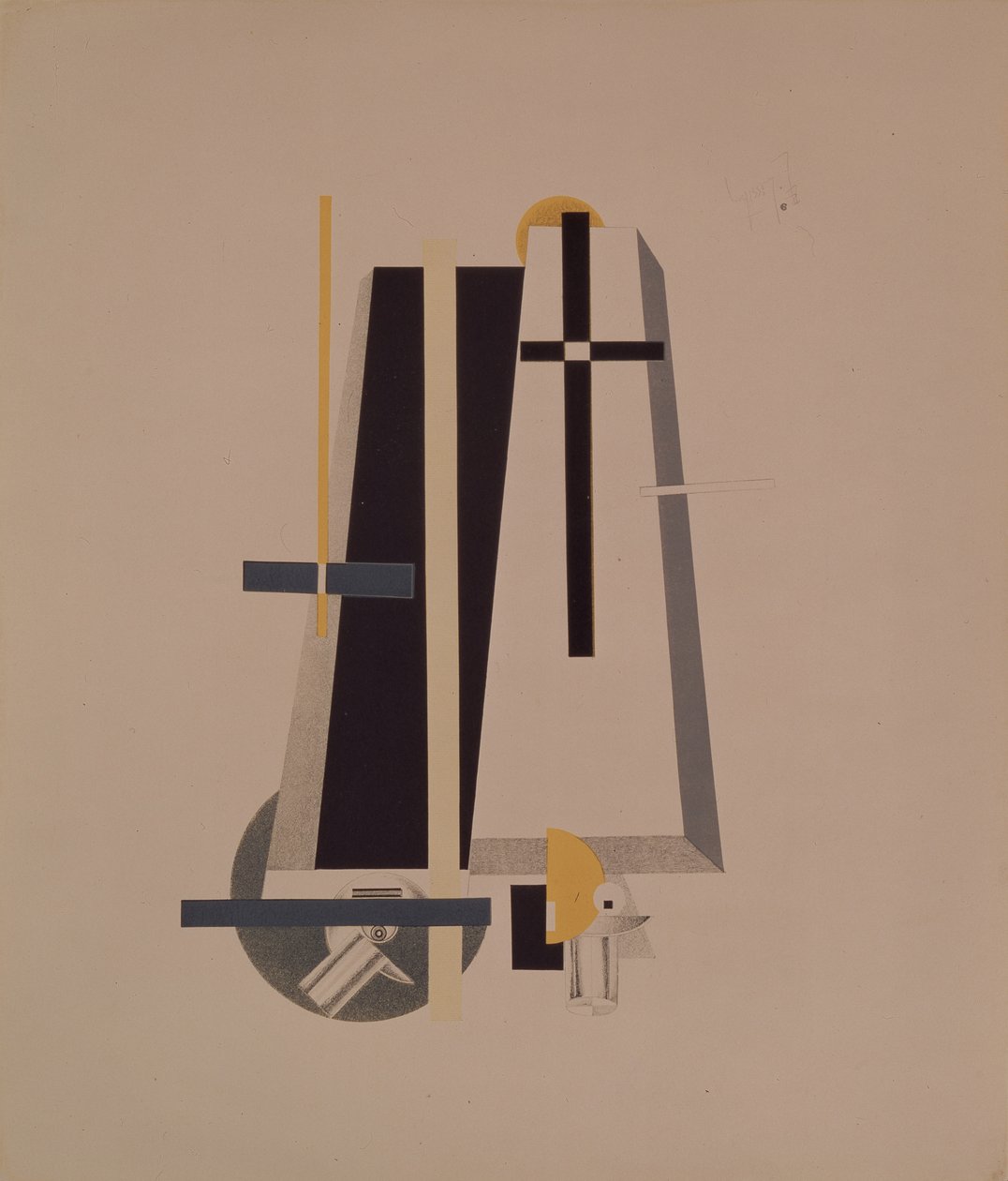 Arkuntekijät. Figuuri A. Kruchenykhin oopperaan Voitto auringon yli, 1920-1921 tekijältä Eliezer Markowich Lissitzky