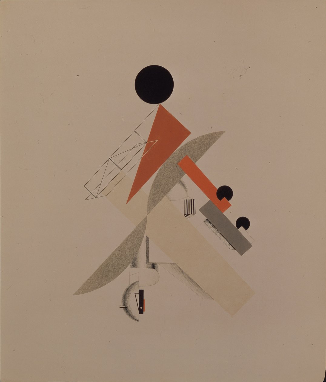 Maailmanmatkaaja. Figuuri A. Kruchenykhin oopperaan Voitto auringon yli, 1920-1921 tekijältä Eliezer Markowich Lissitzky