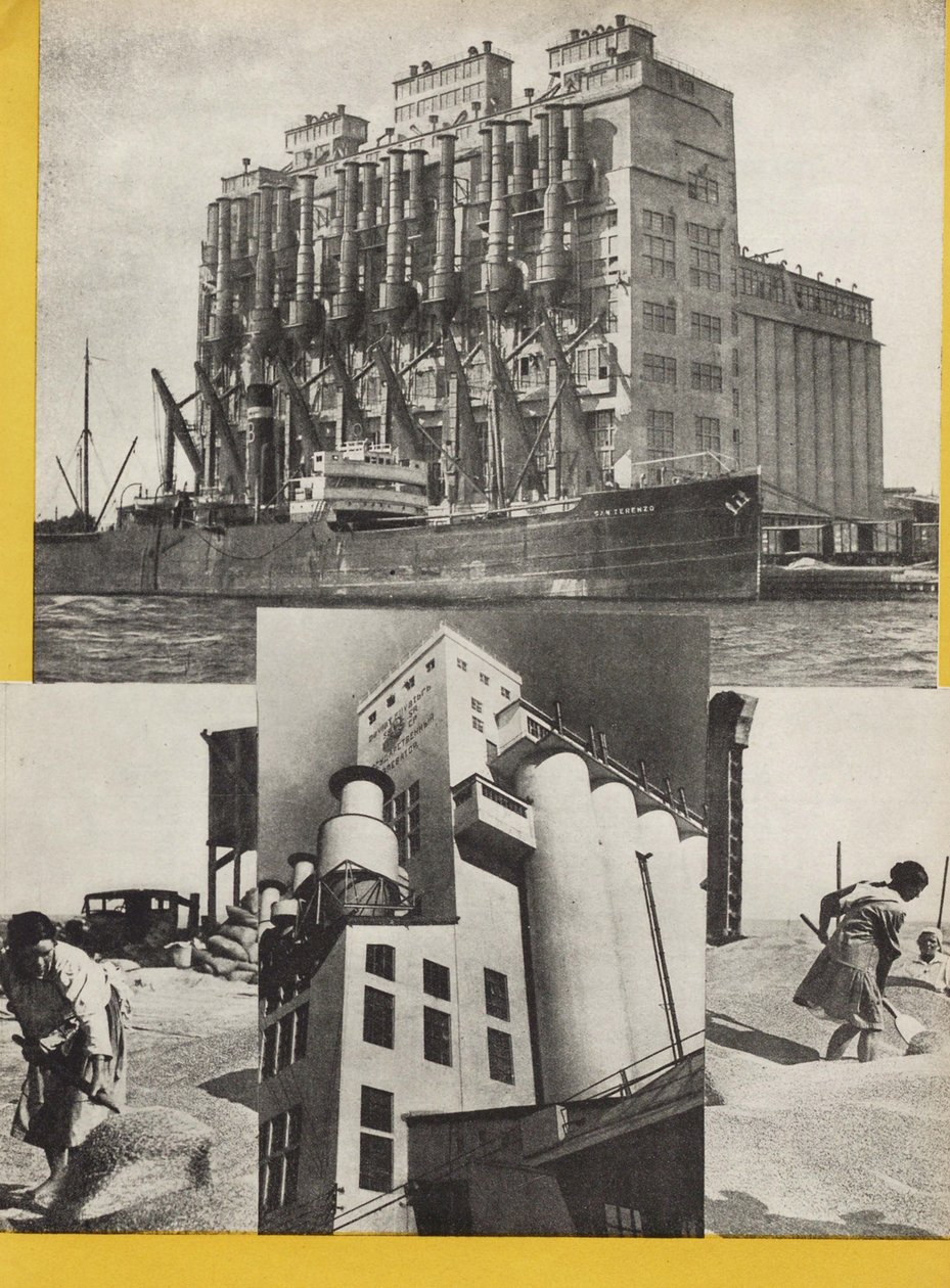 Kuvitus julkaisusta Neuvostoliitto rakentaa sosialismia, 1933. tekijältä Eliezer Markowich Lissitzky