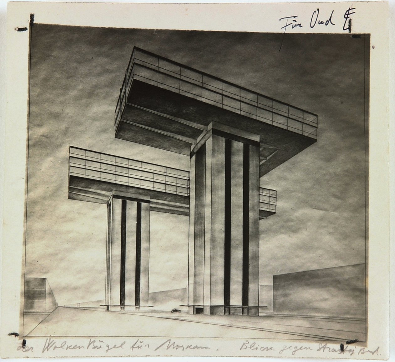 Pilvenpiirtäjä Wolkenbügel Strastnoy-bulevardilla Moskovassa, 1925 tekijältä Eliezer Markowich Lissitzky