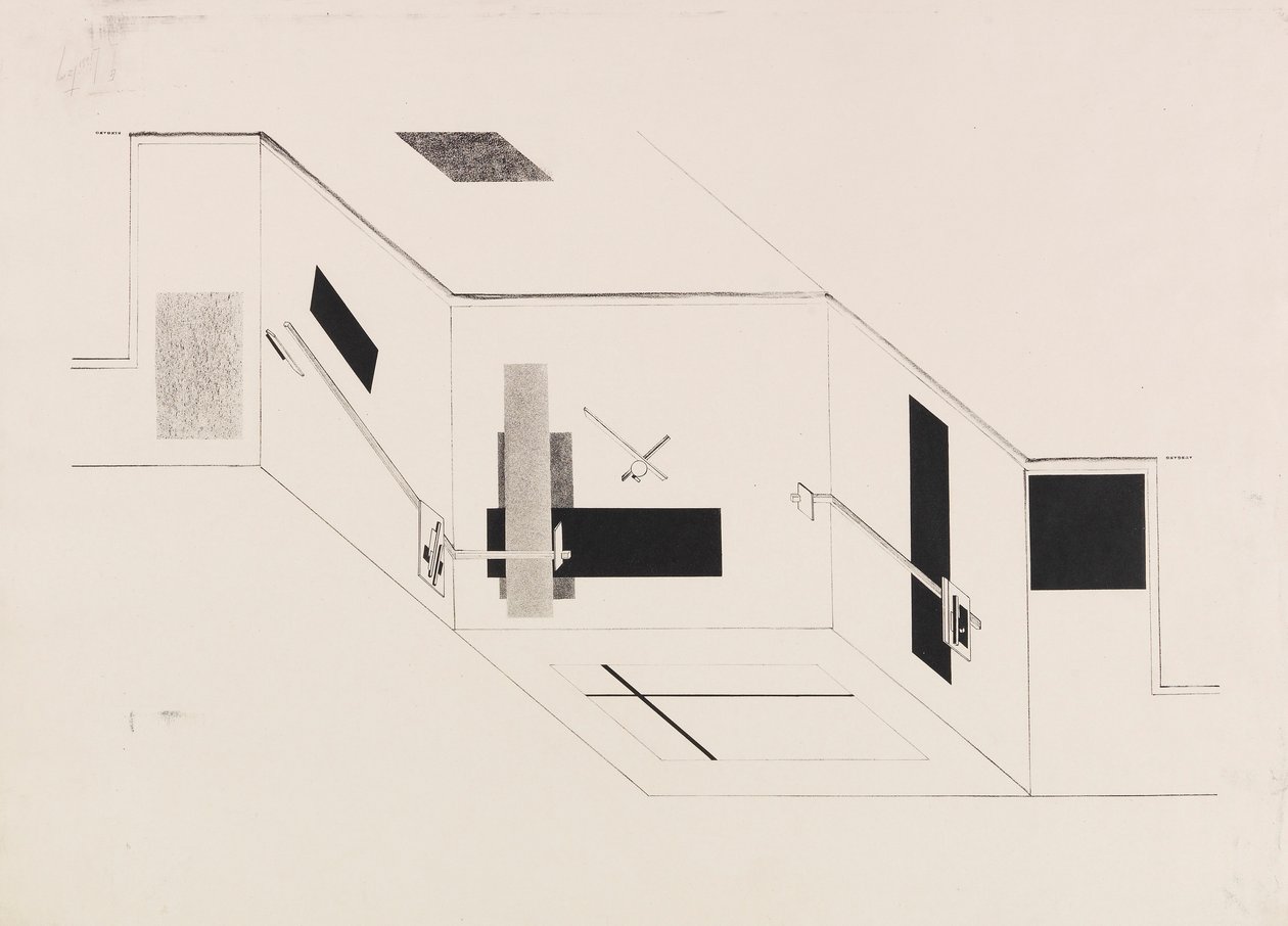 Proun-huone. I Kestner-salkun arkki 5, 1923. tekijältä Eliezer Markowich Lissitzky