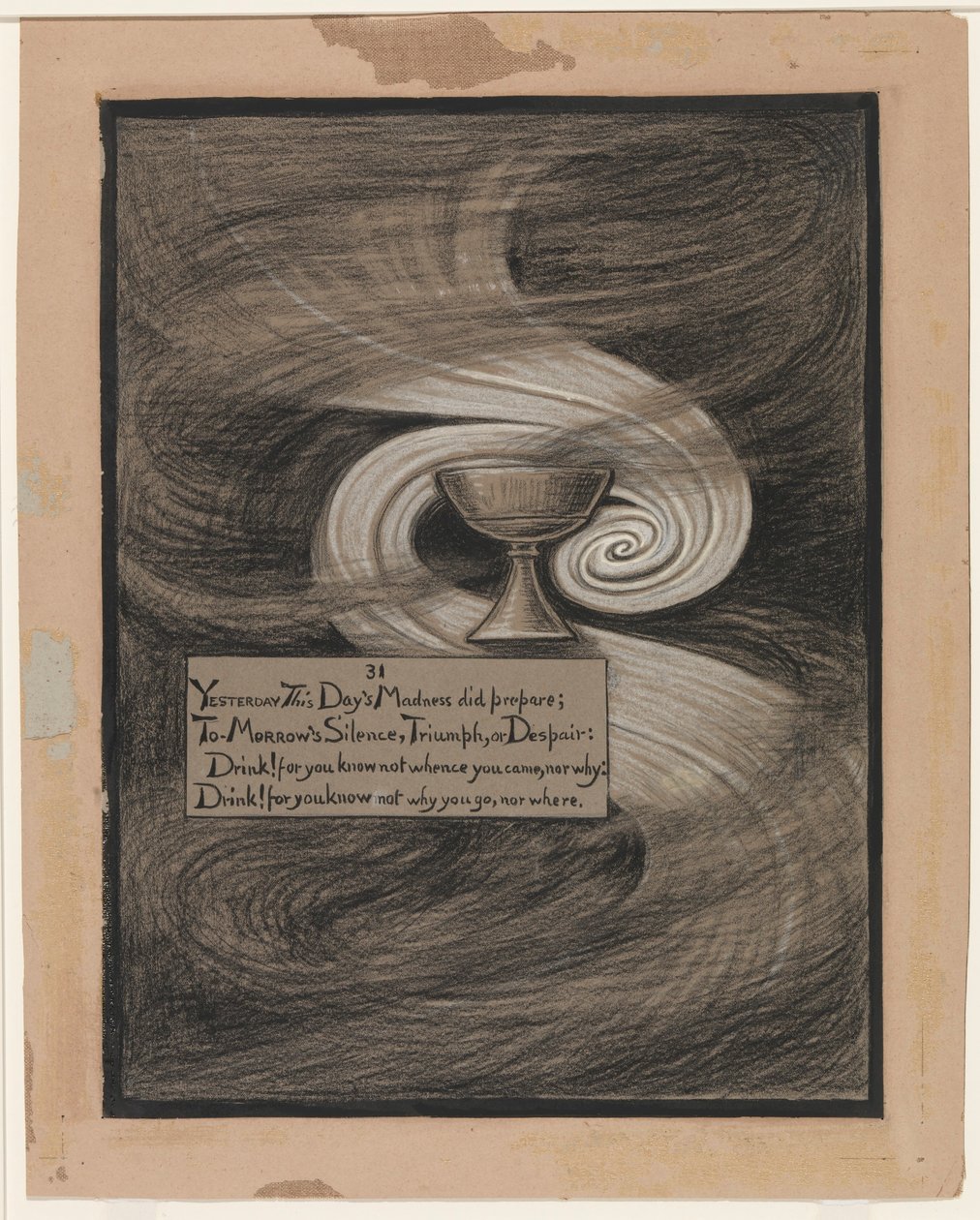 (Omar Khayyámin Rubáiyátin kuvitus) Epätoivon malja (The Cup of Despair) tekijältä Elihu Vedder