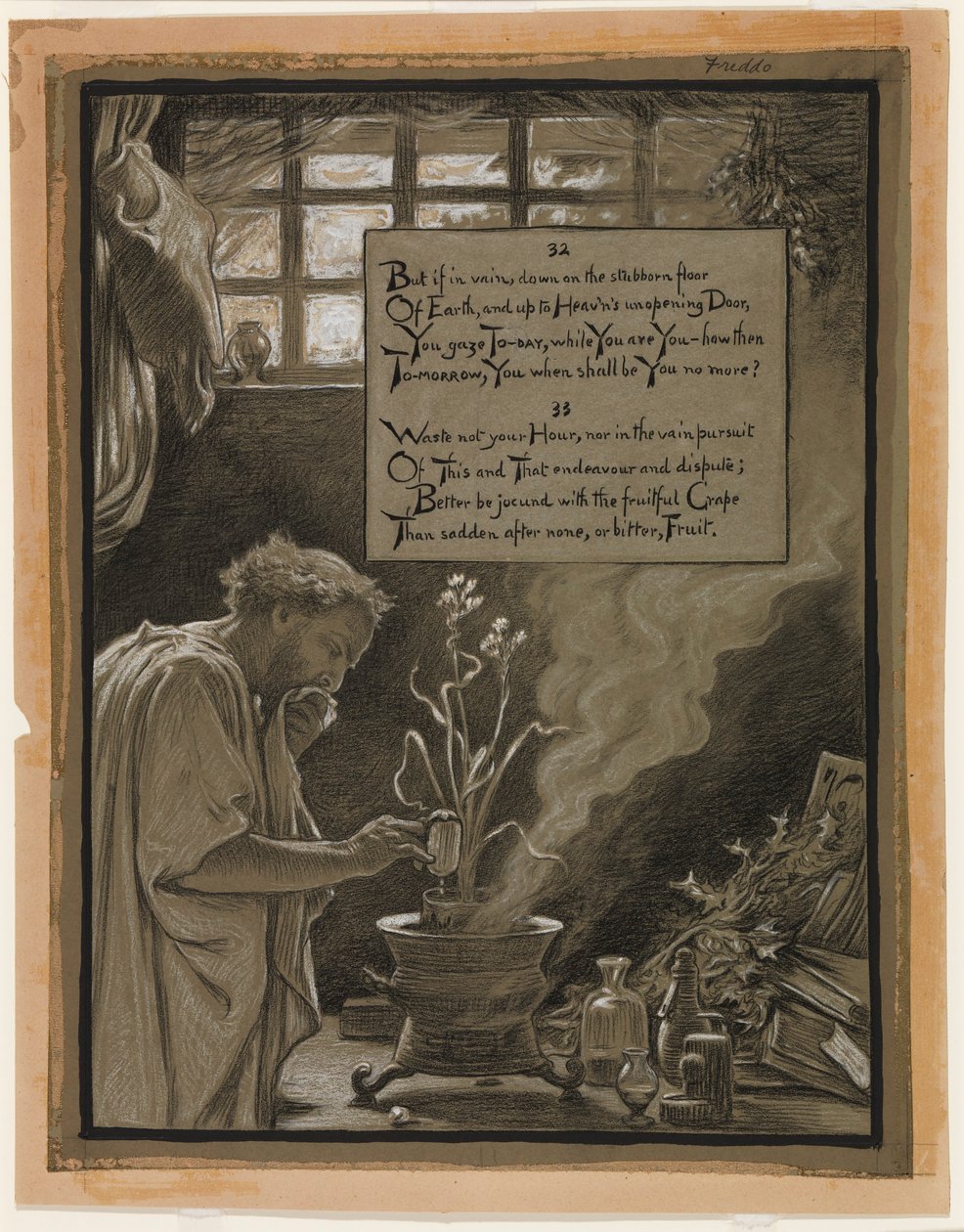 (Omar Khayyámin Rubáiyátin kuvitus) The Vain Pursuit (Turha pyrkimys) tekijältä Elihu Vedder