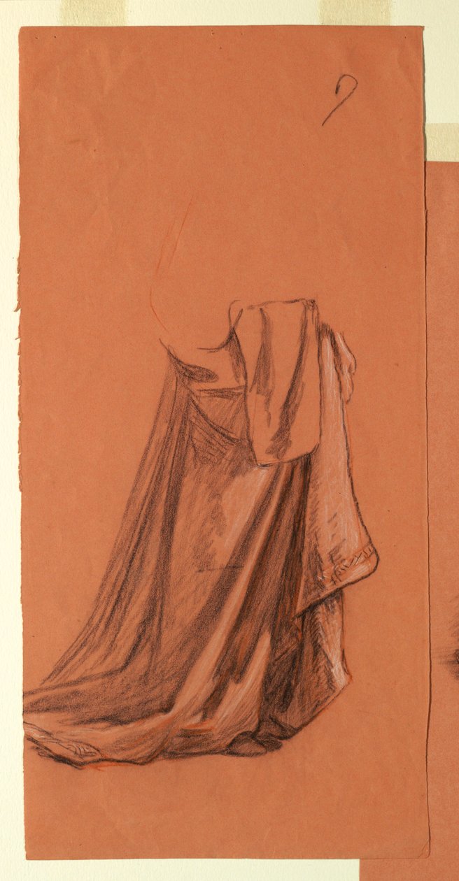 Piirustus, Drapery (opinnäytetyö öljymaalausta varten, "Hääprosessio" tai "Tanssi", 1872-79 tekijältä Elihu Vedder