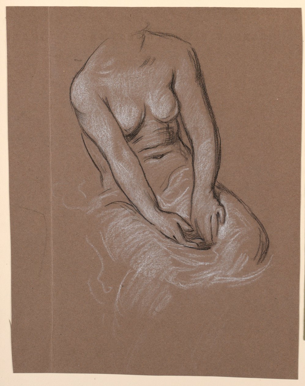 Piirustus, Naisen vartalotutkimus, n. 1885 tekijältä Elihu Vedder