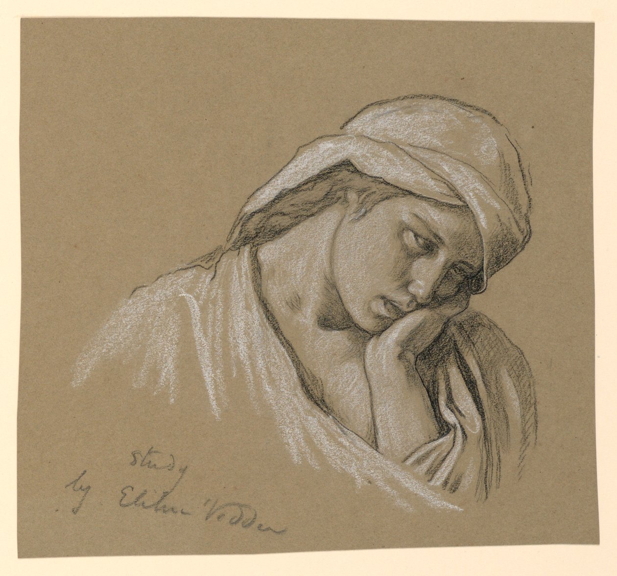Piirustus, Pukumuotokuva, n. 1885. tekijältä Elihu Vedder
