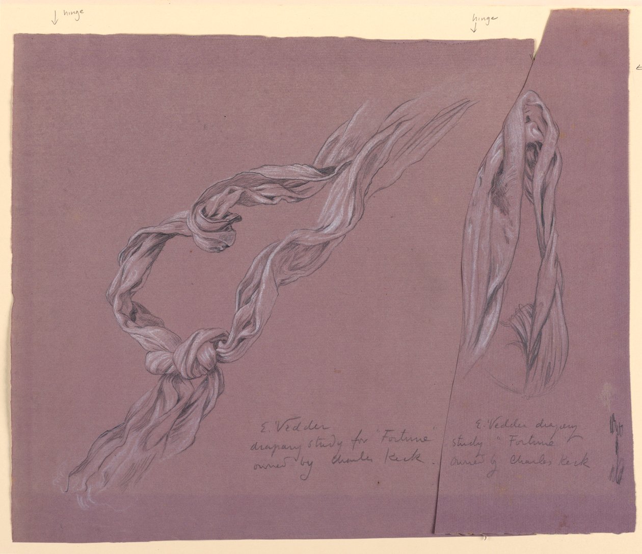 Piirustus, Fortune-kuvauksen draperia, n. 1887. tekijältä Elihu Vedder