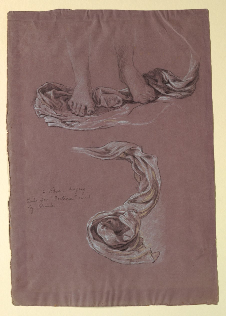 Piirustus, Draperia-aiheinen "Fortune", n. 1877. tekijältä Elihu Vedder