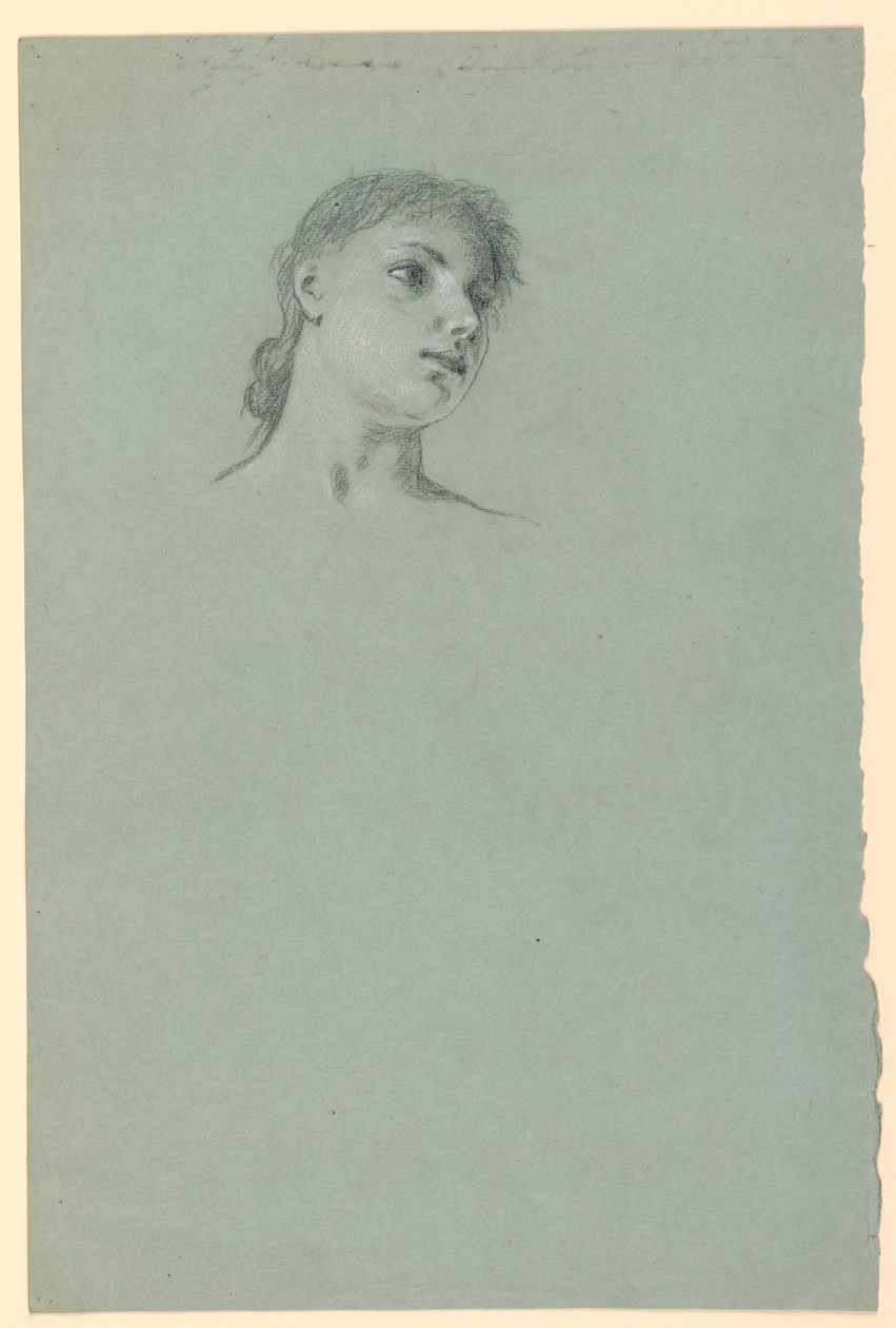 Piirros, Tytön luonnos, n. 1885 tekijältä Elihu Vedder