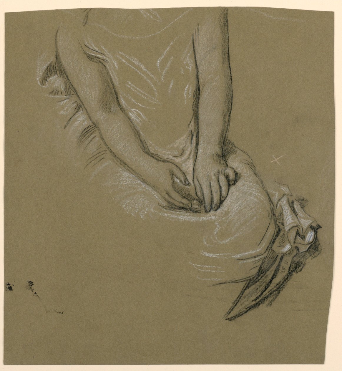 Piirros, naisen vartalotutkimus, n. 1885 tekijältä Elihu Vedder