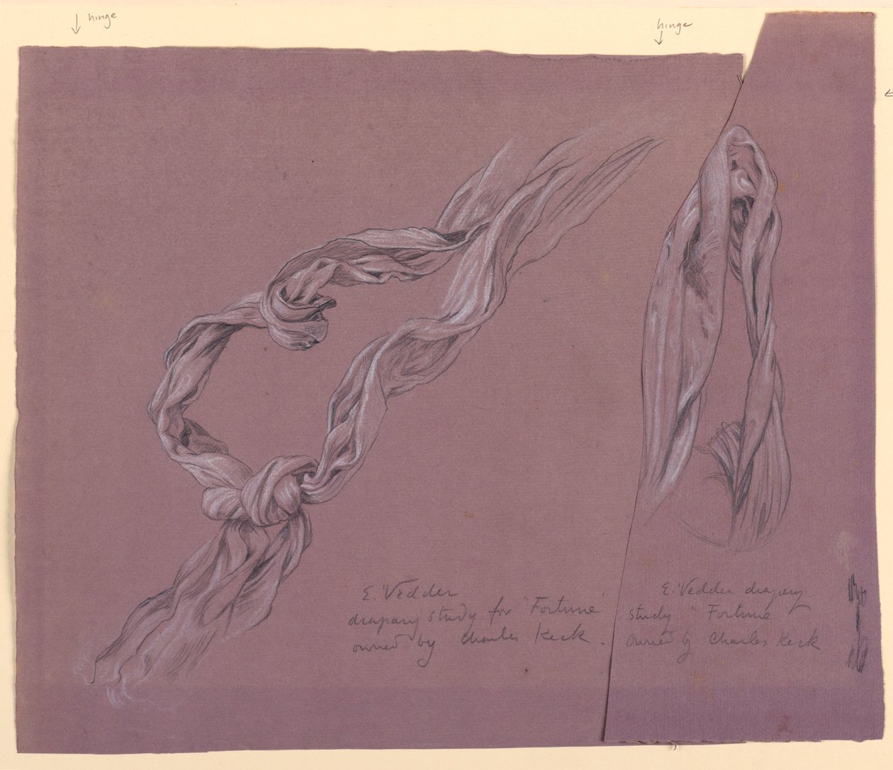 Piirustus, Fortune-hahmon draperia, n. 1877. tekijältä Elihu Vedder