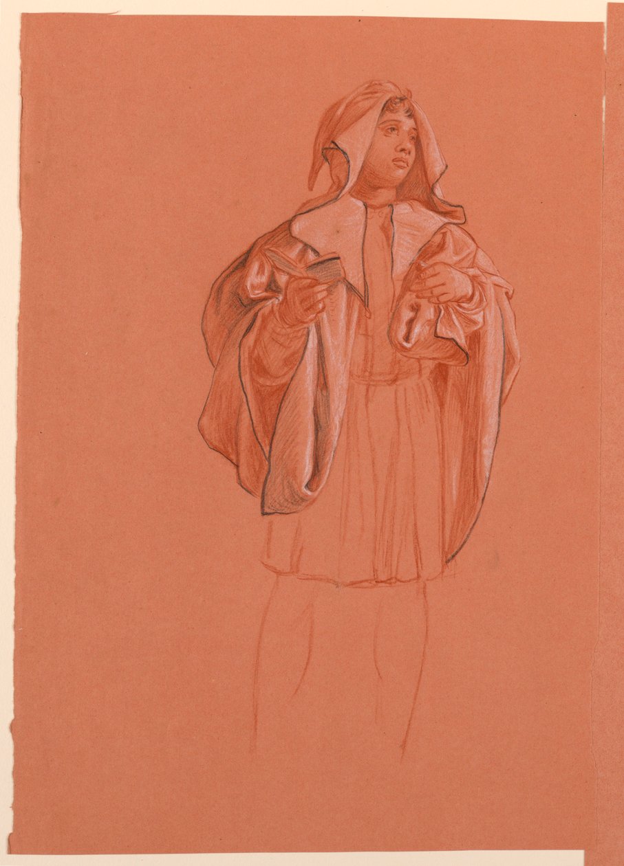 Piirustus, hupullinen hahmo, n. 1885. tekijältä Elihu Vedder