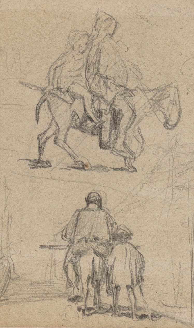 Isä, poika ja aasi, c. 1859. tekijältä Elihu Vedder
