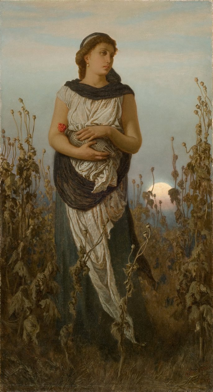 Muisto (Tyttö unikoiden kanssa), 1877 tekijältä Elihu Vedder